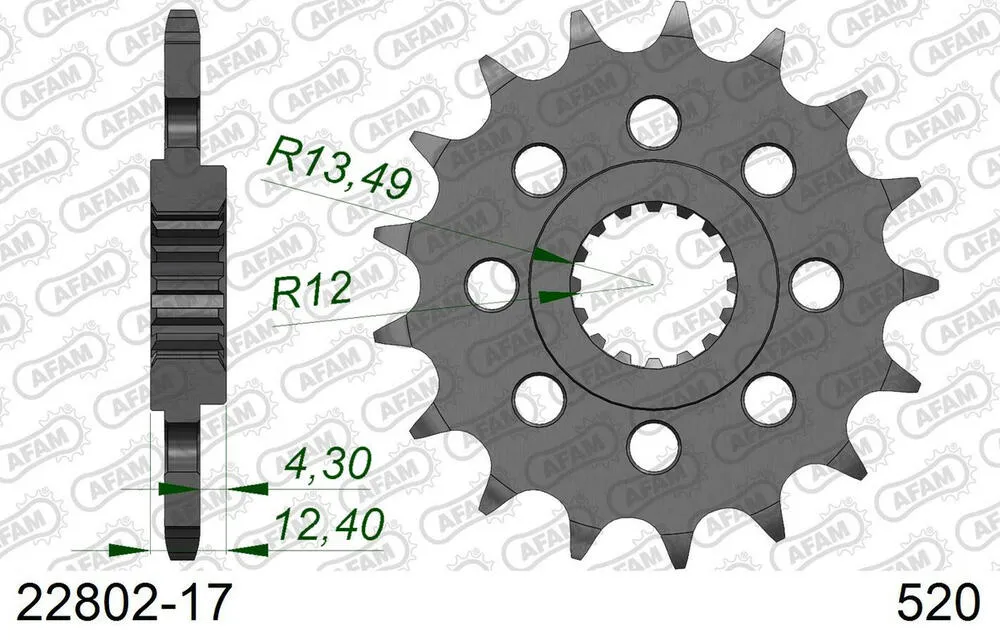 AFAM Racing Kettensatz Stahl 520 XHR2-G 17x45 - Suzuki GSX-R 1000 2017-24 - 01489413