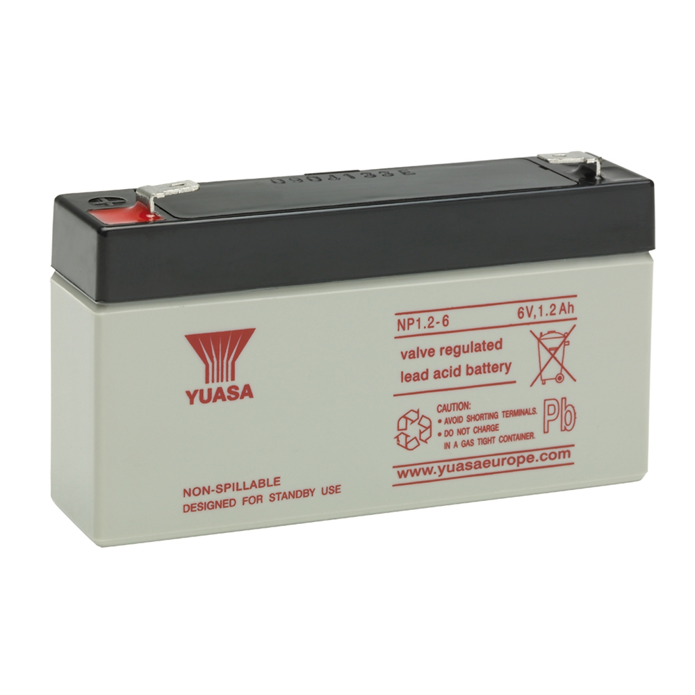 Yuasa NP1.2-6 AGM VRLA Industriebatterie 6V - 1.2 Ah Yuasa NP1.2-6 AGM VRLA Industriebatterie 6V - 1.2 Ah