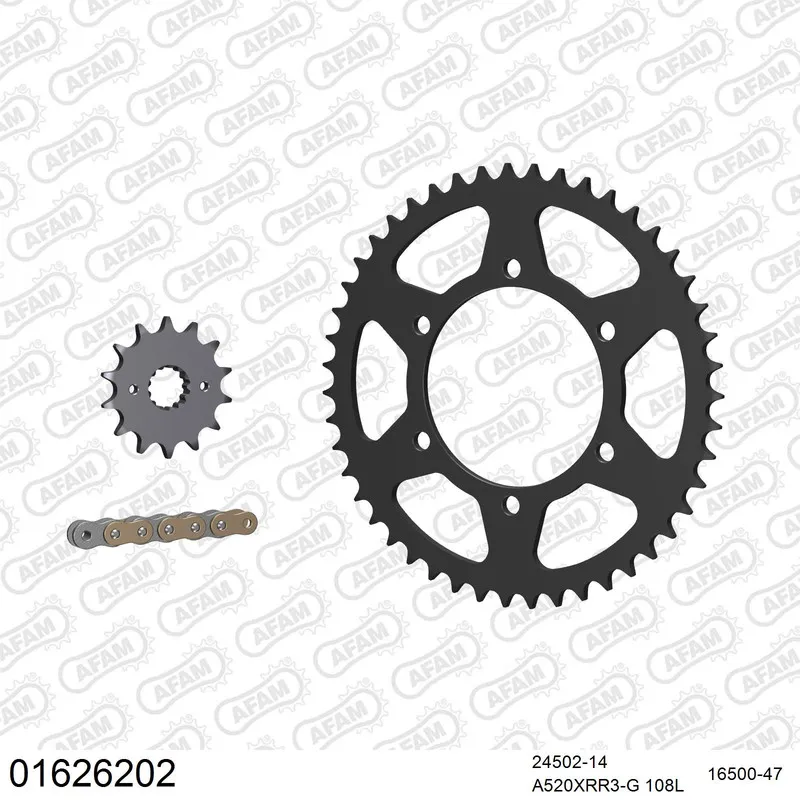 AFAM Kettensatz Stahl 520 XRR3-G 14x47 - Kawasaki ZZR 250 1990-03 - 01626202