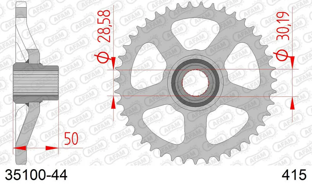 35100-44 AFAM Kettensatz Stahl 415 F 12x44 - Aprilia RS 50 1995-98 - 03501241