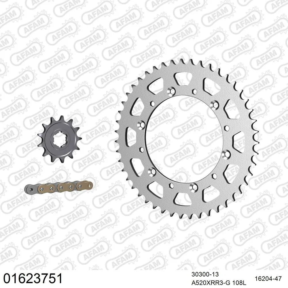 AFAM Kettensatz Stahl 520 XRR3-G 13x47 - Kawasaki KDX 220 R 1997-06 - 01623751