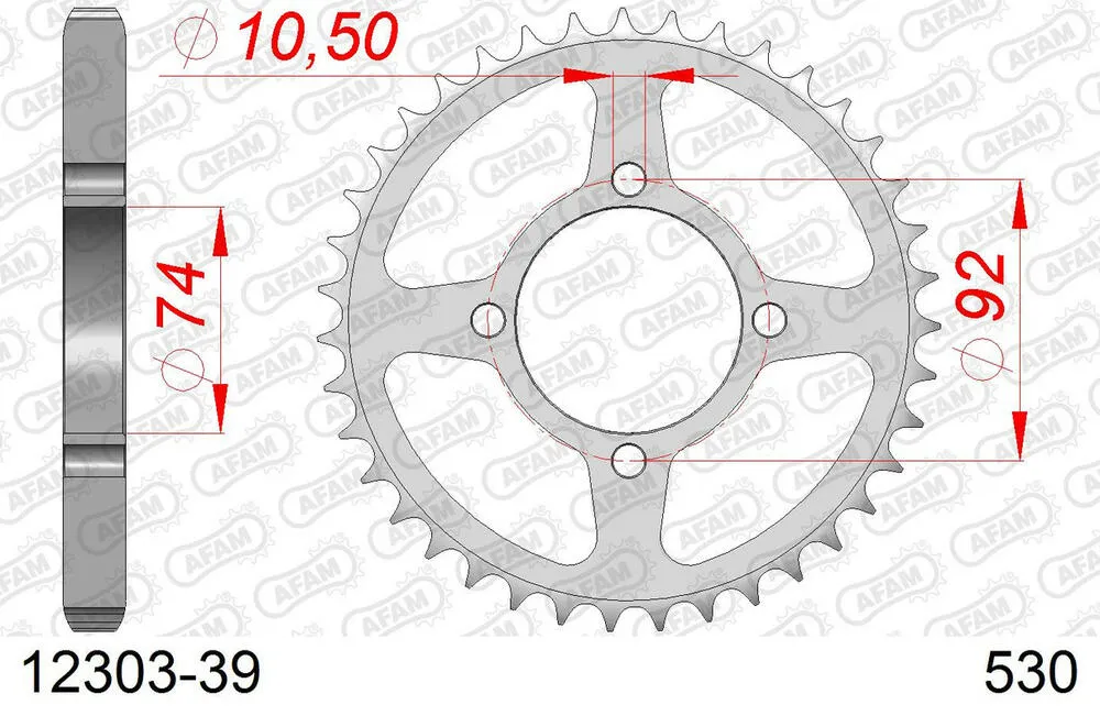 AFAM Kettensatz Stahl 530 HS 17x39 - Yamaha RD 250 DX 1976 - 01226300