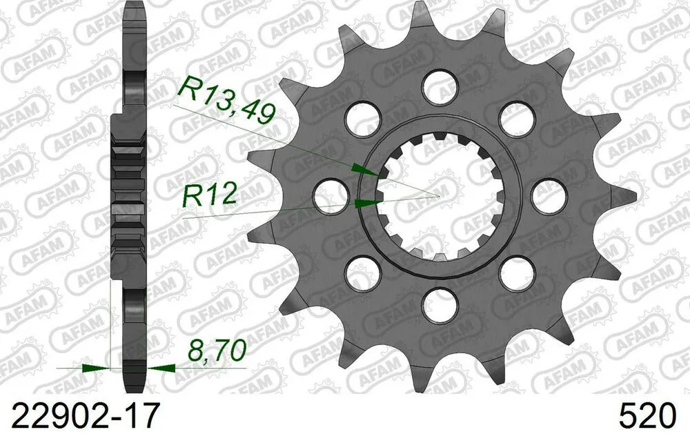 22902-17 AFAM Racing Kettensatz Aluminium 520 XHR2-G 17x42 - Suzuki GSX-R 1000 2009-16 - 01589410