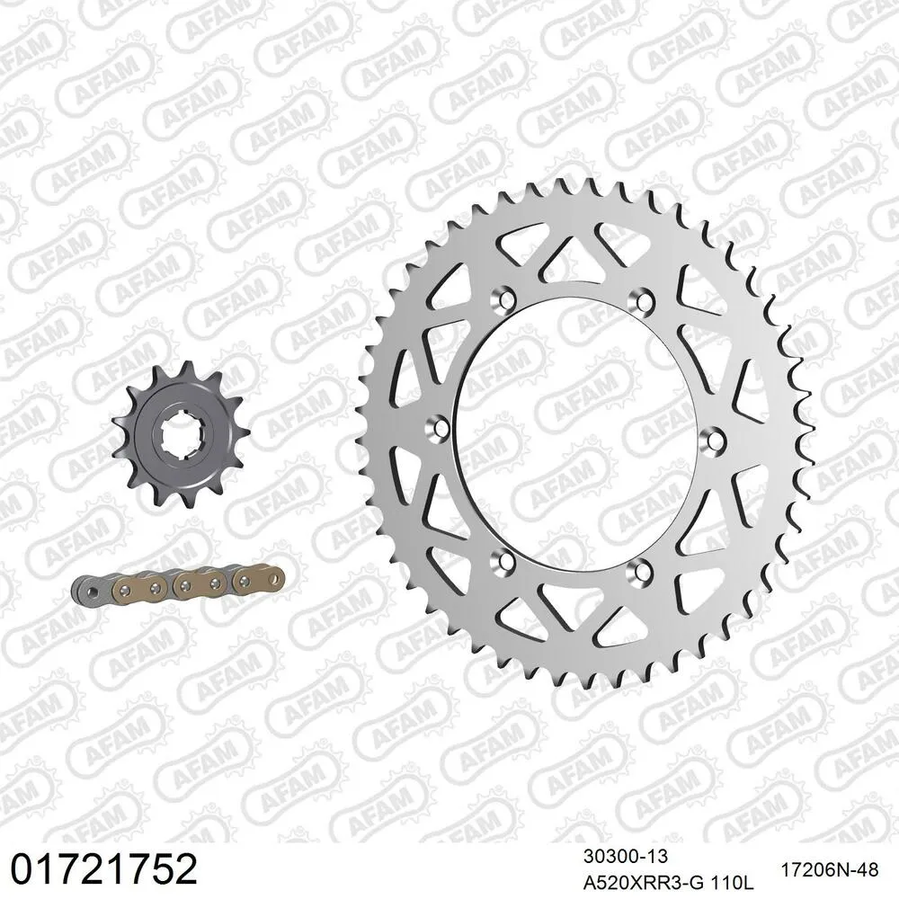 AFAM Kettensatz Aluminium 520 XRR3-G 13x48 - Kawasaki KDX 200 1986-88 - 01721752