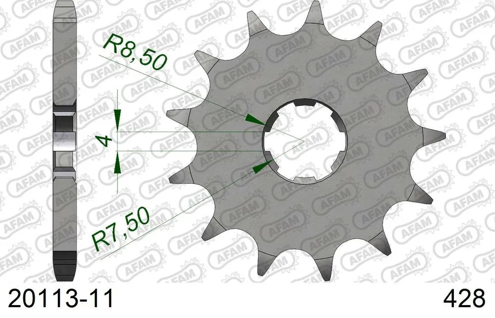 AFAM Kettensatz Stahl 428 R1-G 11x43 - Kymco KPW 50 2013-14 - 07401100