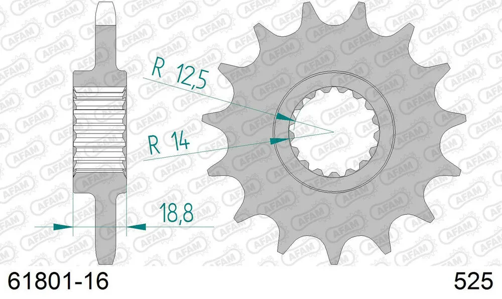 61801-16 AFAM Kettensatz Stahl 525 XHR3-G 16x40 - Aprilia RSV4 1000 Factory 2009-11 - KIT106031