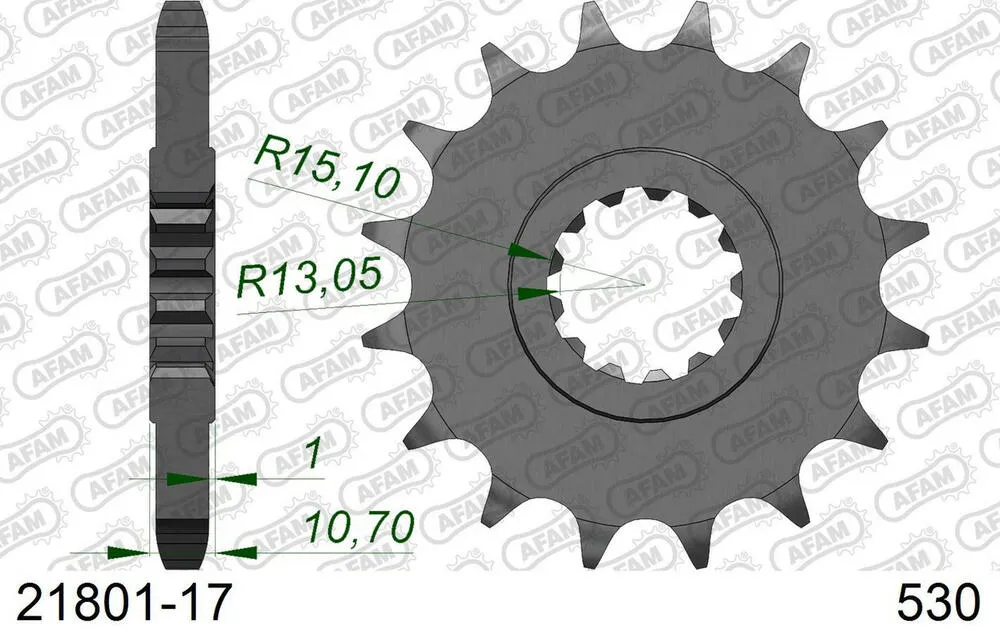 21801-17 AFAM Kettensatz Stahl 530 XHR2-G 17x45 - Yamaha YZF-R 1 SP 2006 - 01289371
