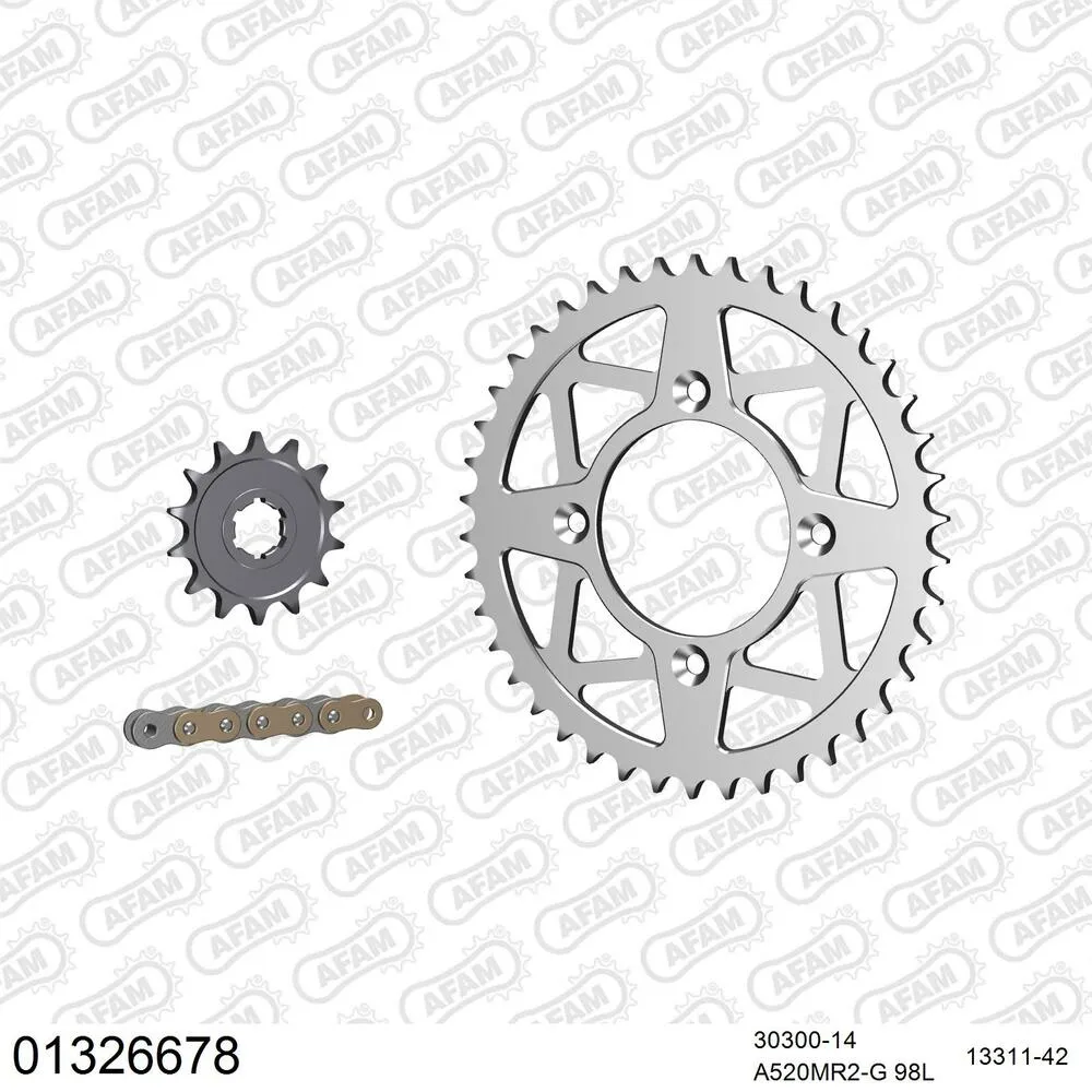 01326678 AFAM Kettensatz Aluminium 520 MR2-G 14x42 - Yamaha TY 250 R 1988-94 - 01326678