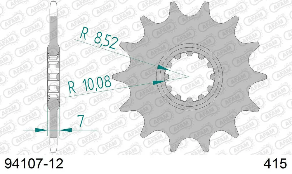 94107-12 AFAM Kettensatz Stahl 415 F 12x44 - Aprilia RS 50 1995-98 - 03501241