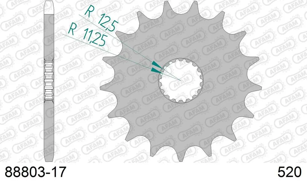 88803-17 AFAM Kettensatz Stahl 520 XSR-G 17x41 - Triumph Bonneville 900 Bonneville T100 2016-23 - KIT107961