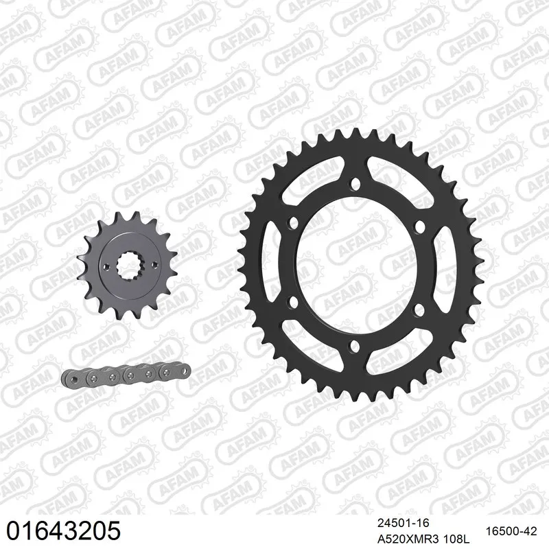01643205 AFAM Kettensatz Stahl 520 XMR3 16x42 - Kawasaki ZR 400 Zephyr 1997-01 - 01643205