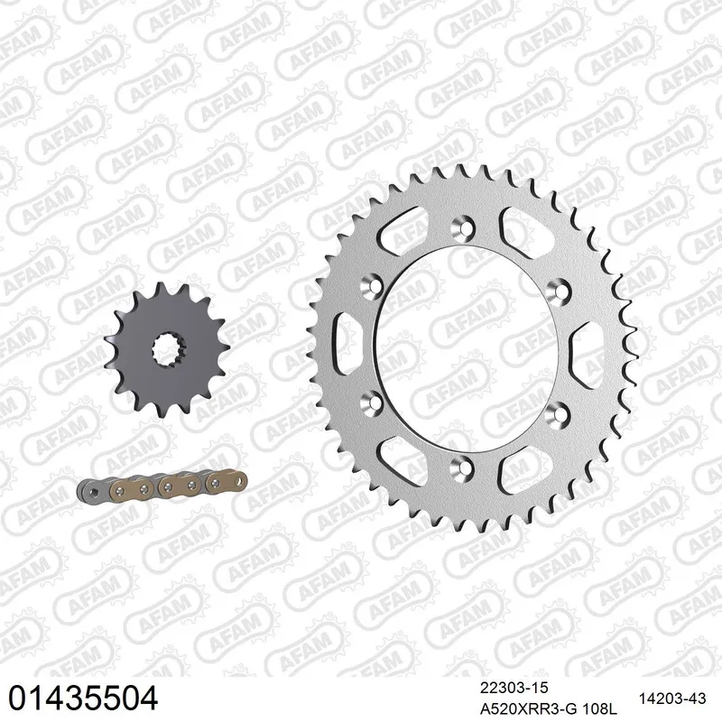 AFAM Kettensatz Stahl 520 XRR3-G 15x43 - Suzuki DR 350 SE 1996-99 - 01435504