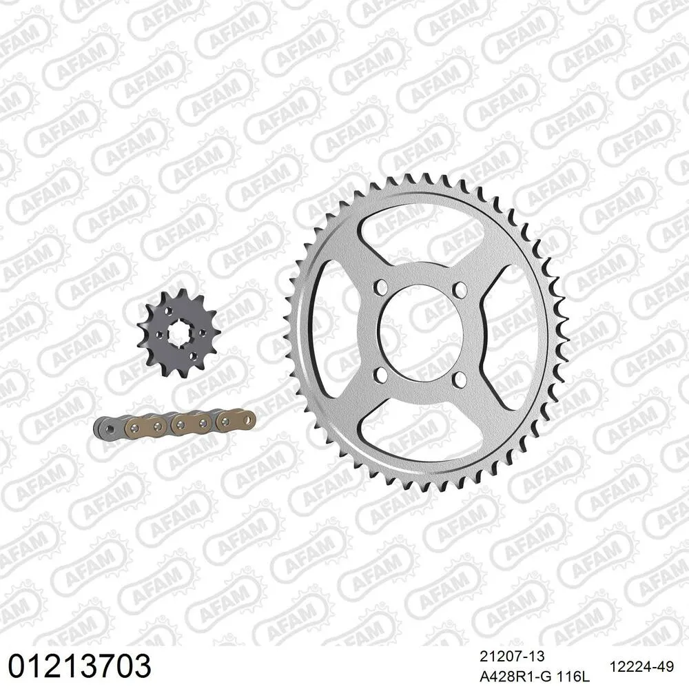 01213703 AFAM Kettensatz Stahl 428 R1-G 13x49 - Yamaha TT-R 125 2002-09 - 01213703