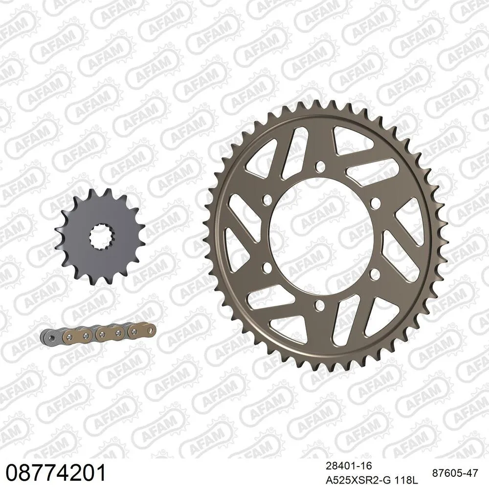 08774201 AFAM Kettensatz Aluminium 525 XSR2-G 16x47 - Triumph Street Triple 675 2013-16 - 08774201