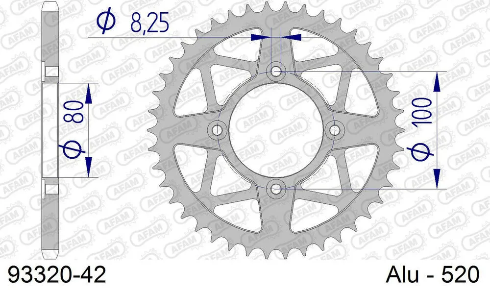 93320-42 AFAM Kettensatz Aluminium 520 MR2-G 9x42 - Sherco 125 ST 2005-22 - KIT108631