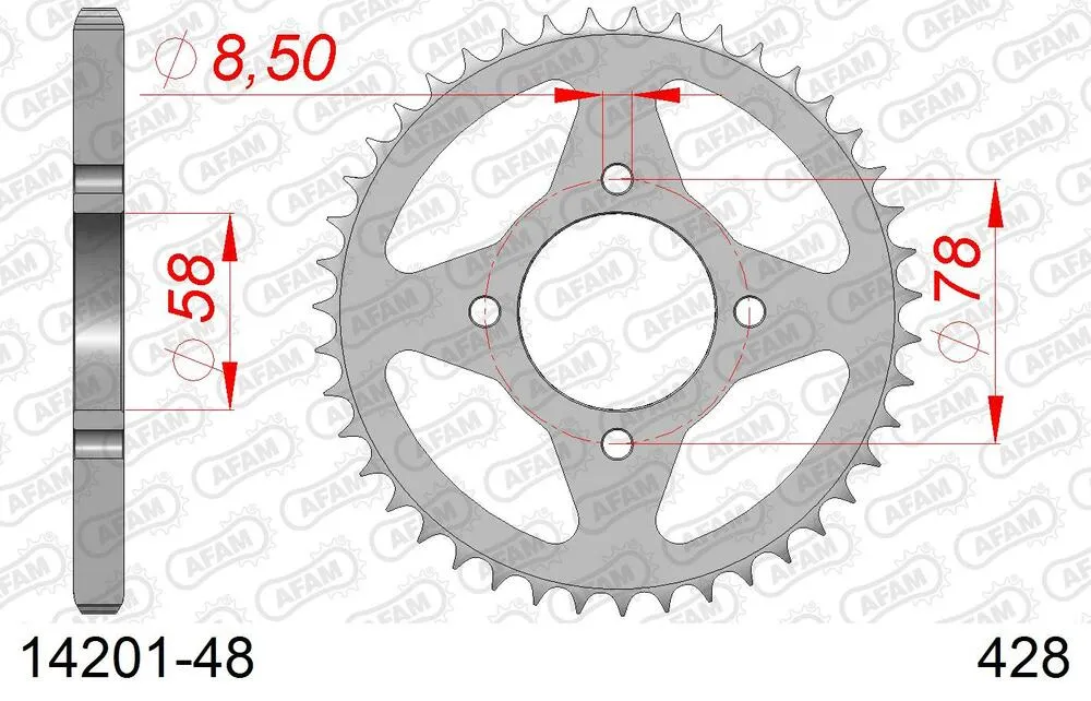 AFAM Kettensatz Stahl 428 XMR2-G 13x48 - Hyosung RT 125 Karion 2002-15 - 06513100