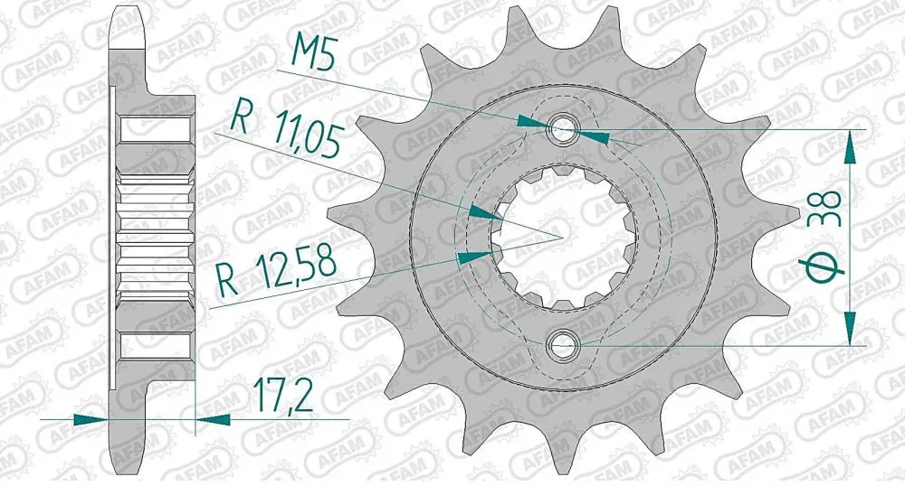 AFAM Kettensatz Stahl 525 XSR2-G 15x39 - Ducati 796 Monster / ABS 2010-14