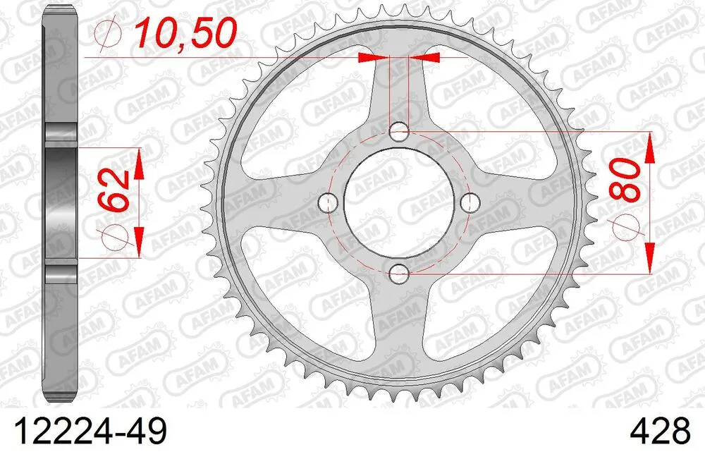 12224-49 AFAM Kettensatz Stahl 428 R1-G 13x49 - Yamaha TT-R 125 2002-09 - 01213703