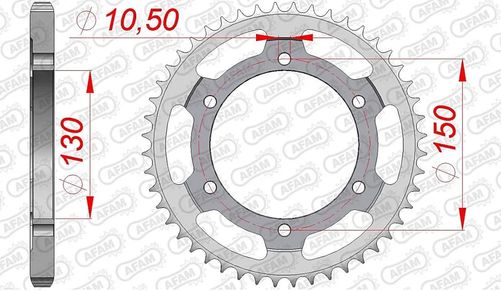 afam_kettenrad_hinten_10502 AFAM Kettensatz Stahl 525 XMR2 16x49 - Honda XRV 650 Africa Twin 1988-89
