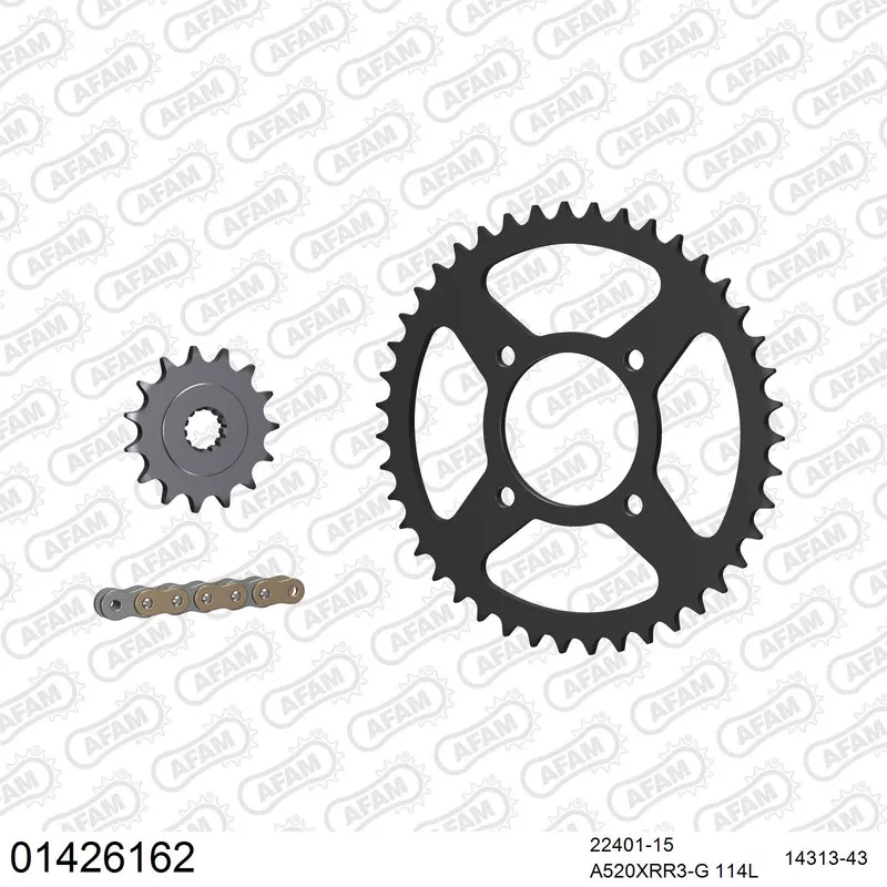 AFAM Kettensatz Stahl 520 XRR3-G 15x43 - Suzuki VL 250 Intruder 2000-07 - 01426162
