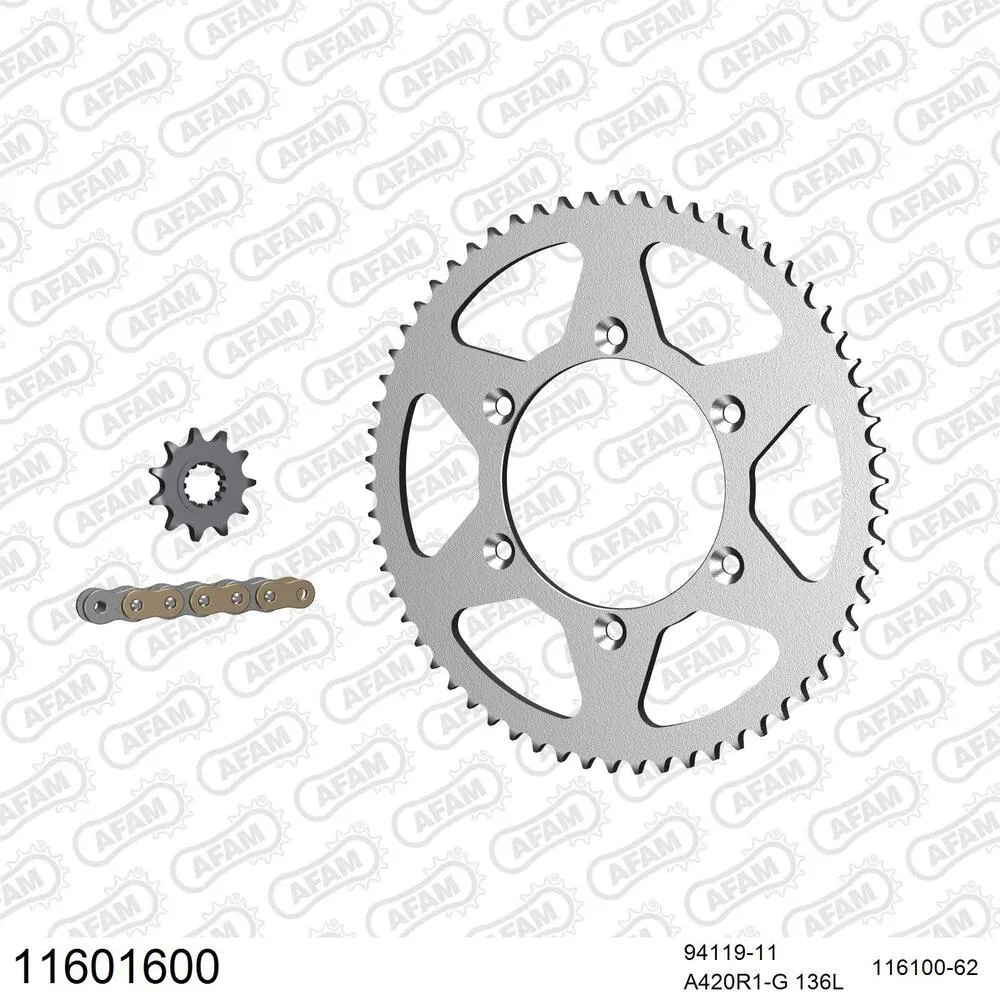 11601600 AFAM Kettensatz Stahl 420 R1-G 11x62 - CPI 50 Supercross 2006-12 - 11601600