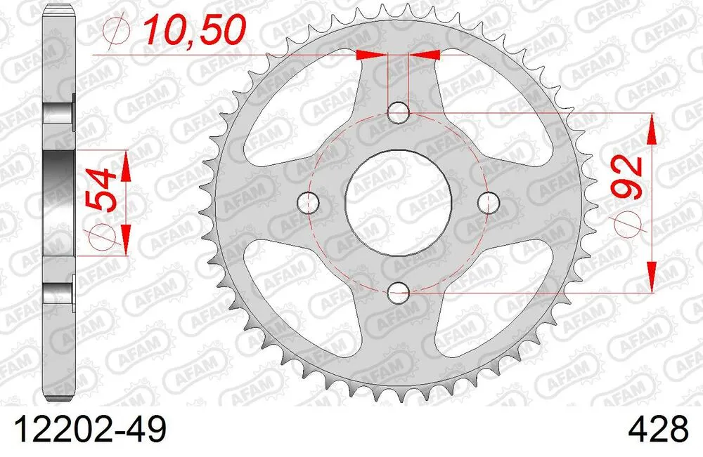 AFAM Kettensatz Stahl 428 R1-G 14x49 - Yamaha SR 125 1982-98 - 01213161