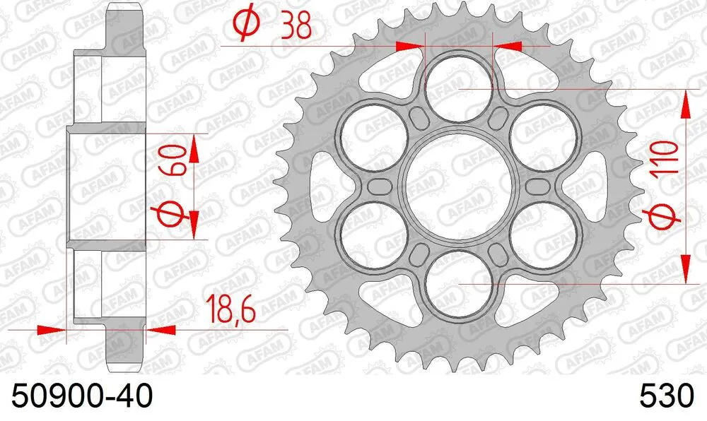 50900-40 AFAM Kettensatz Stahl 530 XHR2-G 15x40 - Ducati 1200 Multistrada 2010-17 - 05095200