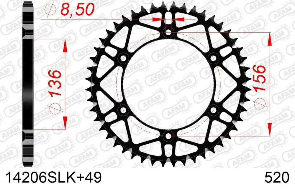 14206-SLK-49 AFAM Kettensatz Stahl 520 XRR3-G 13x49 - Gasgas EC 200 E4 2018-19 - KIT108781
