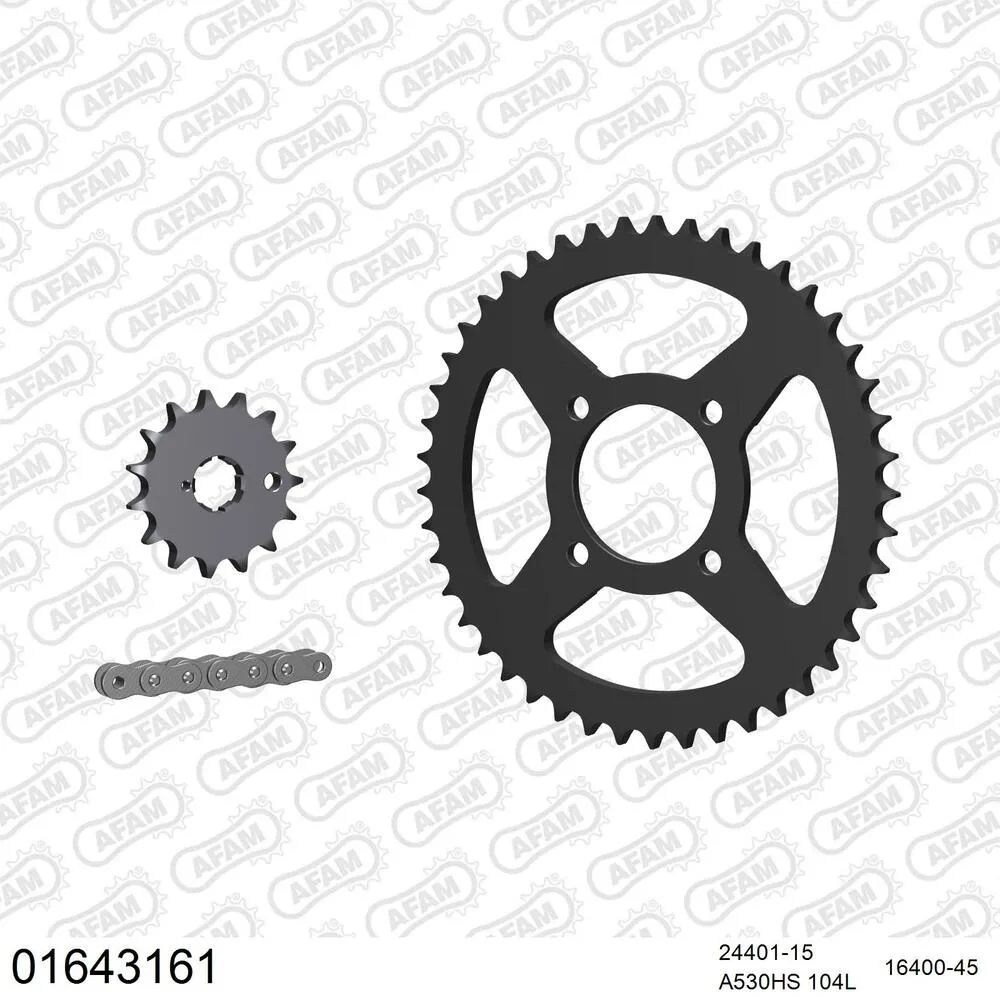 01643161 AFAM Kettensatz Stahl 530 HS 15x45 - Kawasaki Z 400 1977-79 - 01643161