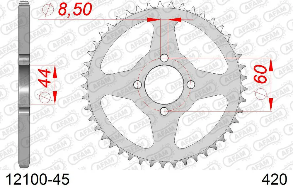 12100-45 AFAM Kettensatz Stahl 420 M 12x45 - Yamaha YSR 50 T 1987 - 01201241