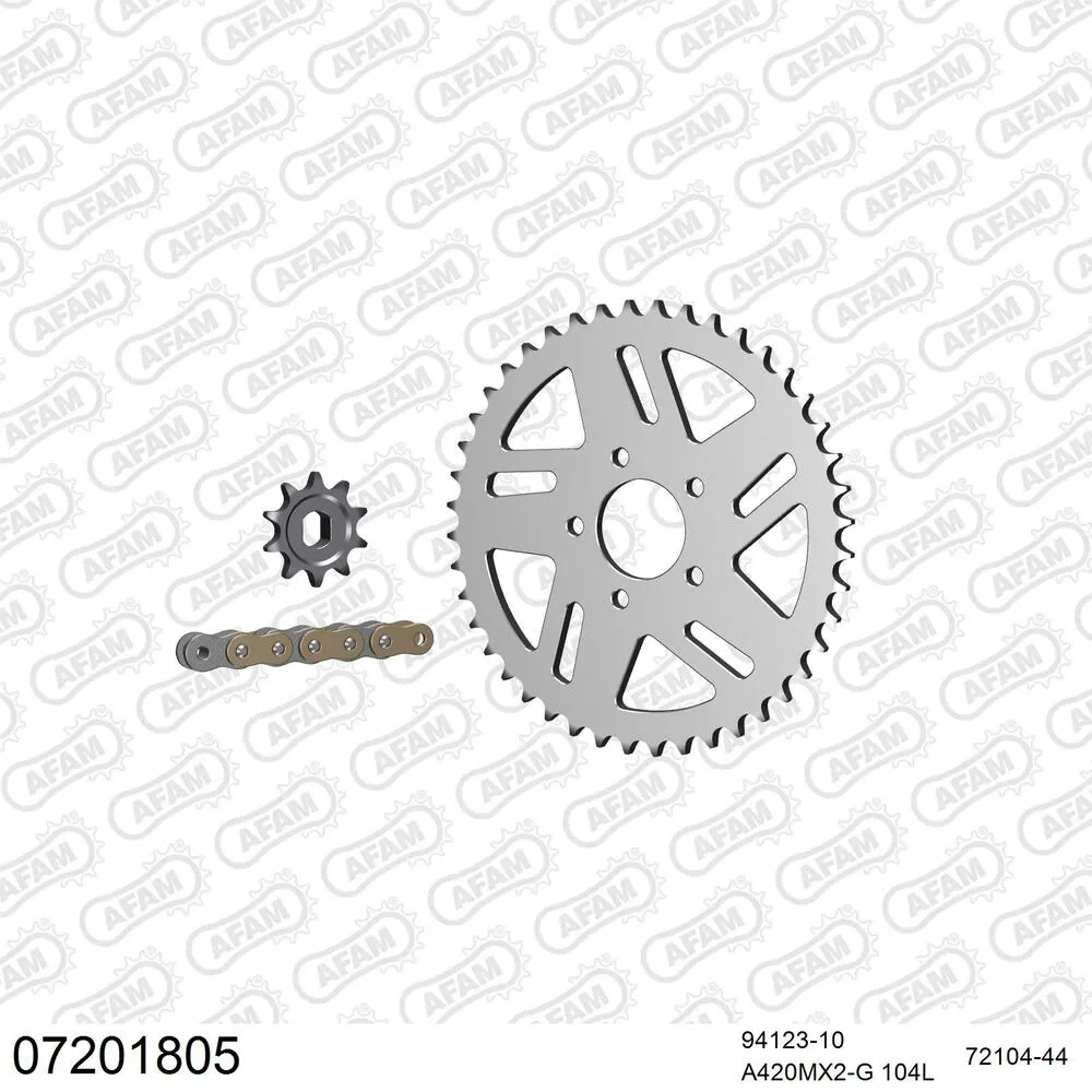 07201805 AFAM Kettensatz Aluminium 420 MX2-G 10x44 - KTM SX 50 LC Pro Senior 2006-08 - 07201805