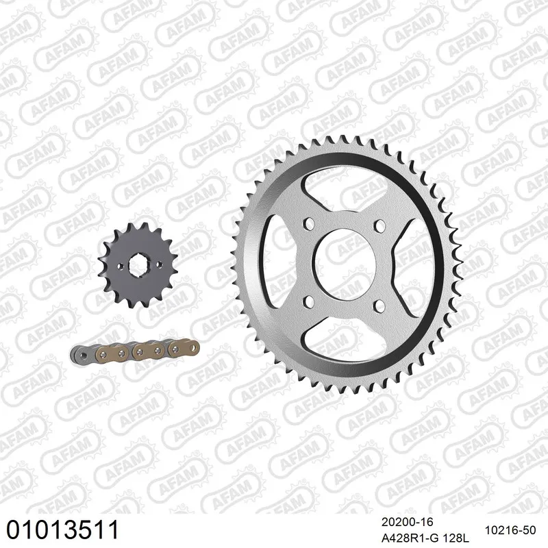 01013511 AFAM Kettensatz Stahl 428 R1-G 16x50 - Honda XL 125 Paris Dakar 1985-97 - 01013511