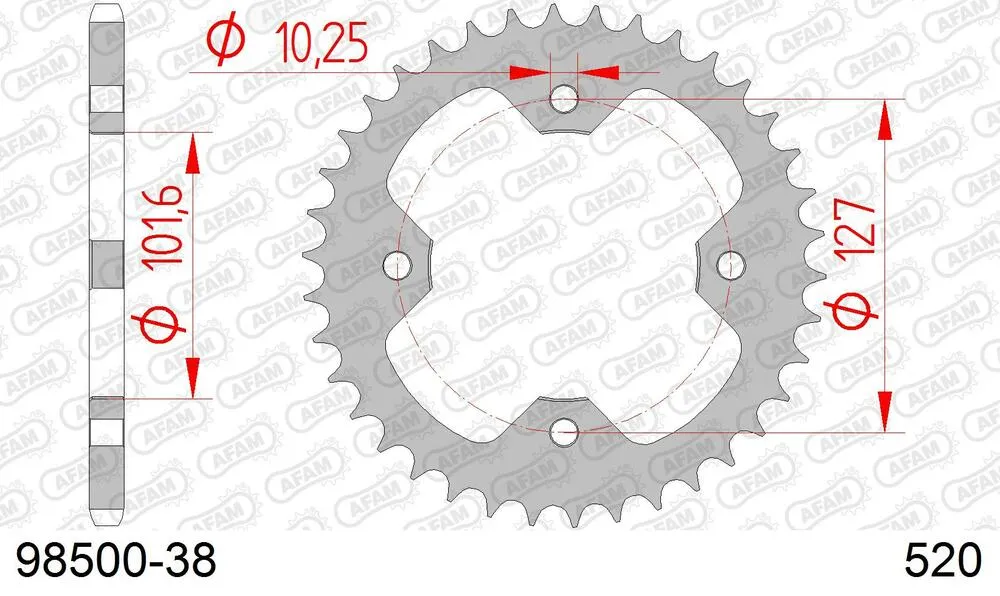 98500-38 AFAM Kettensatz Stahl 520 XRR3-G 14x38 - Polaris 450 S Outlaw 2008-10 - KIT107581