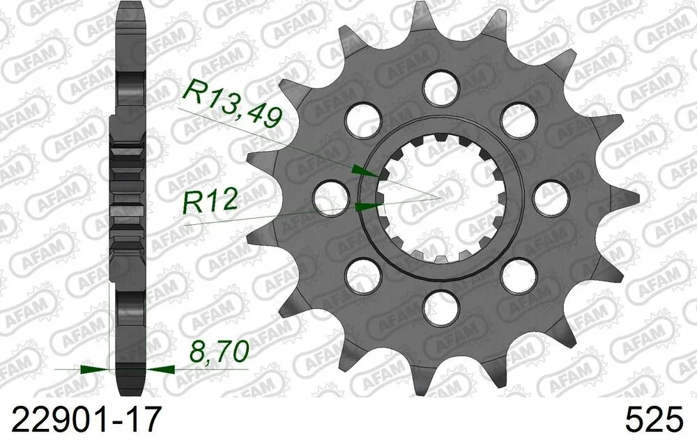 AFAM Racing Kettensatz Stahl 525 XHR3-G 17x42 - Suzuki GSX-R 1000 2009-16 - 01489409