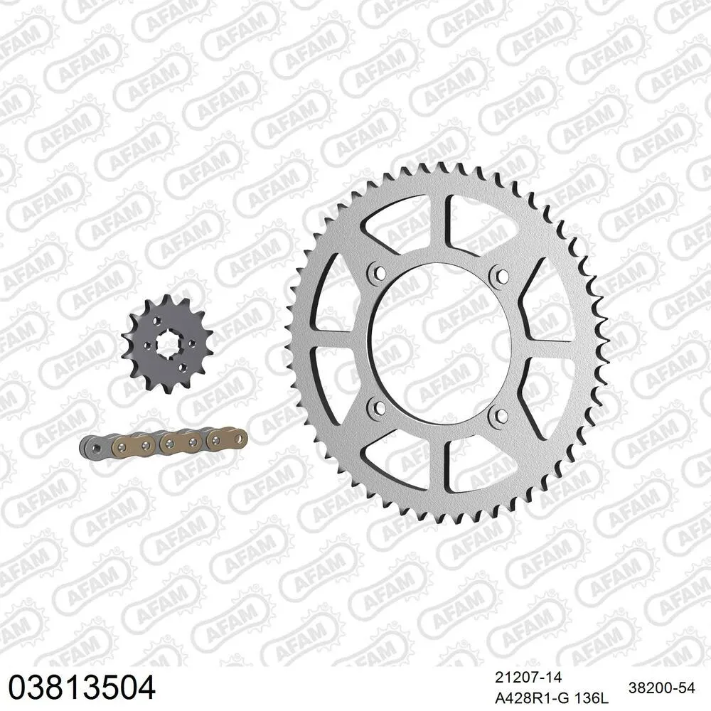 03813504 AFAM Kettensatz Stahl 428 R1-G 14x54 - Beta RE 125 Enduro 2013-16 - 03813504
