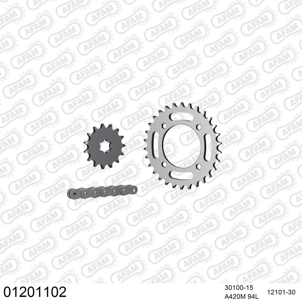 01201102 AFAM Kettensatz Stahl 420 M 15x30 - Yamaha LB 50 Chappy 1980-81 - 01201102