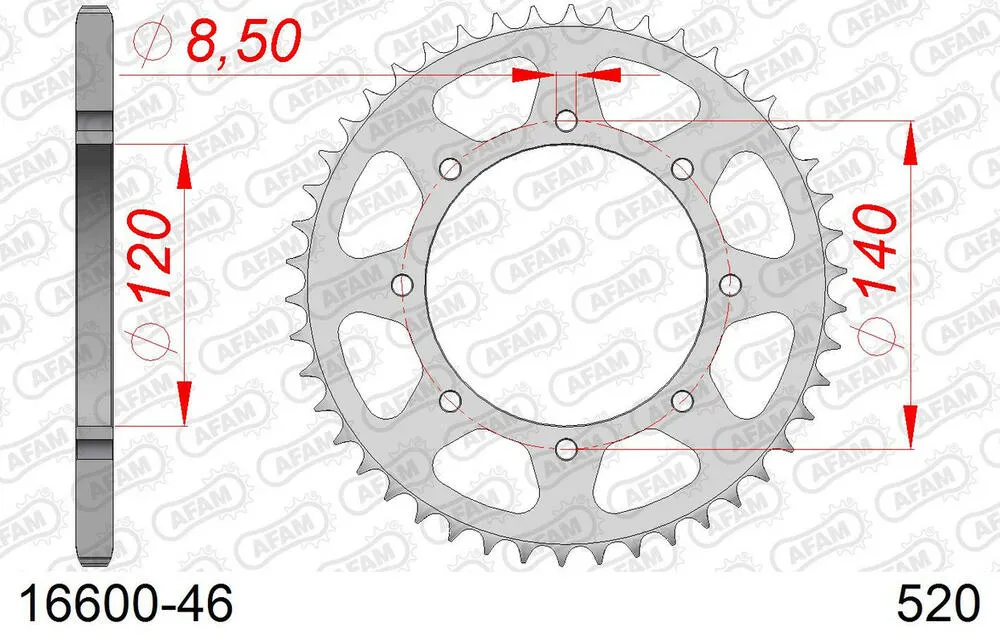 AFAM Kettensatz Stahl 520 XRR3-G 15x46 - Kawasaki KLR 500 1987-89 - 01659501