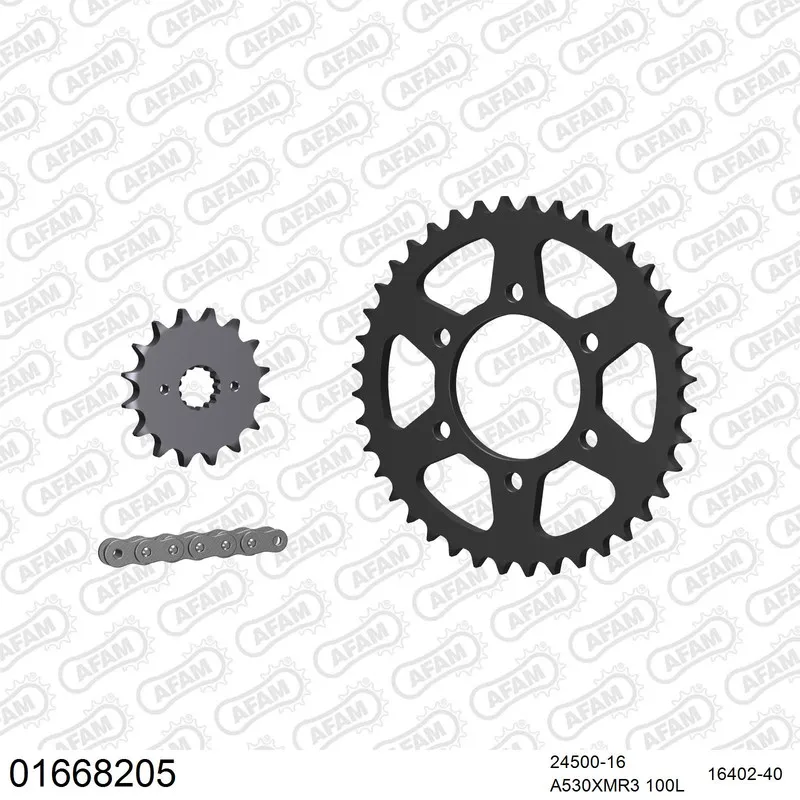 01668205 AFAM Kettensatz Stahl 530 XMR3 16x40 - Kawasaki Z 550 1981-82 - 01668205