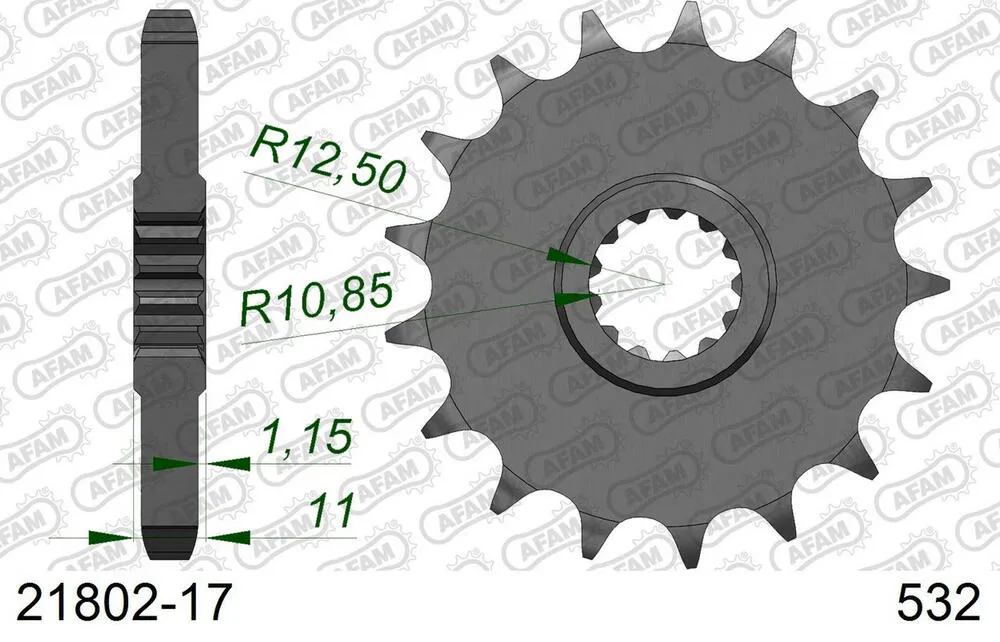 AFAM Kettensatz Stahl 532 ZVX 17x47 - Yamaha GTS 1000 1993-99 - 01289201