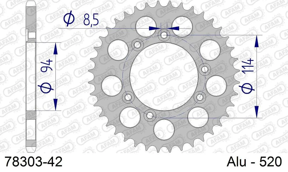 78303-42 AFAM Kettensatz Aluminium 520 MR2-G 10x42 - Montesa 315 R 2001-04 - 07830680