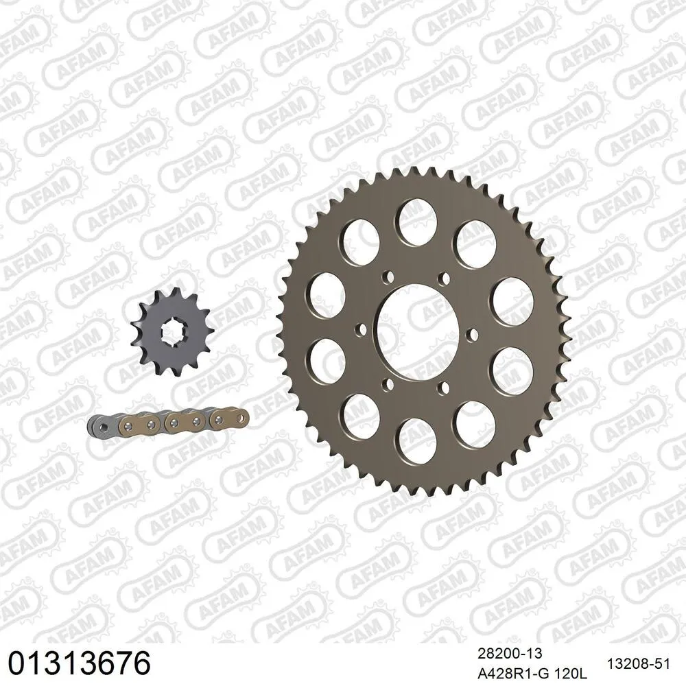 01313676 AFAM Kettensatz Aluminium 428 R1-G 13x51 - Yamaha TY 125 1976-89 - 01313676