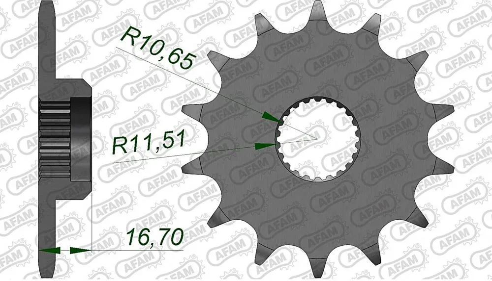 afam_ritzel_vorne_21506 AFAM Kettensatz Stahl 520 XMR2 16x48 - Yamaha XJ 600 S Diversion 1992-03