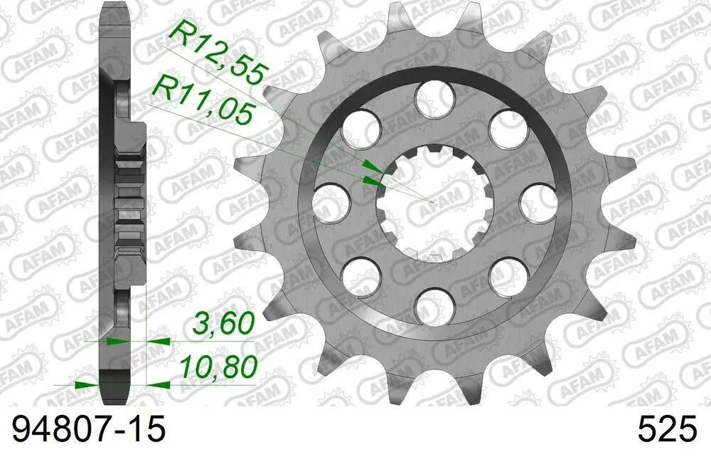 94807-15 AFAM Kettensatz Stahl 525 XHR3-G 15x40 - Mv Agusta F4 1000 312R 2004-09 - KIT109001