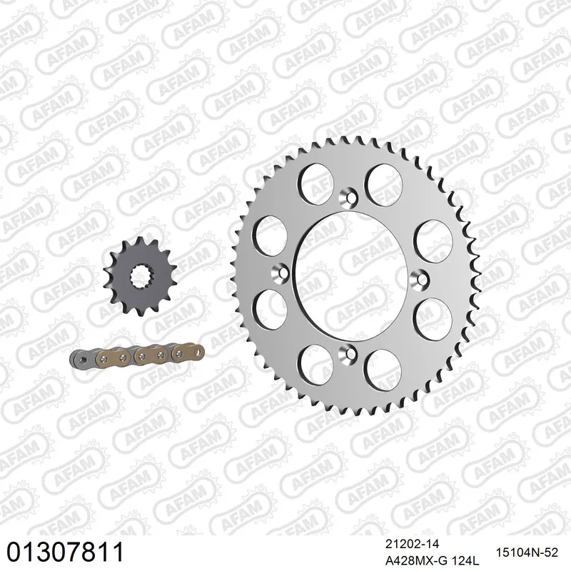 AFAM Kettensatz Aluminium 428 MX-G 14x52 - Yamaha YZ 85 2002-18 - 01307811