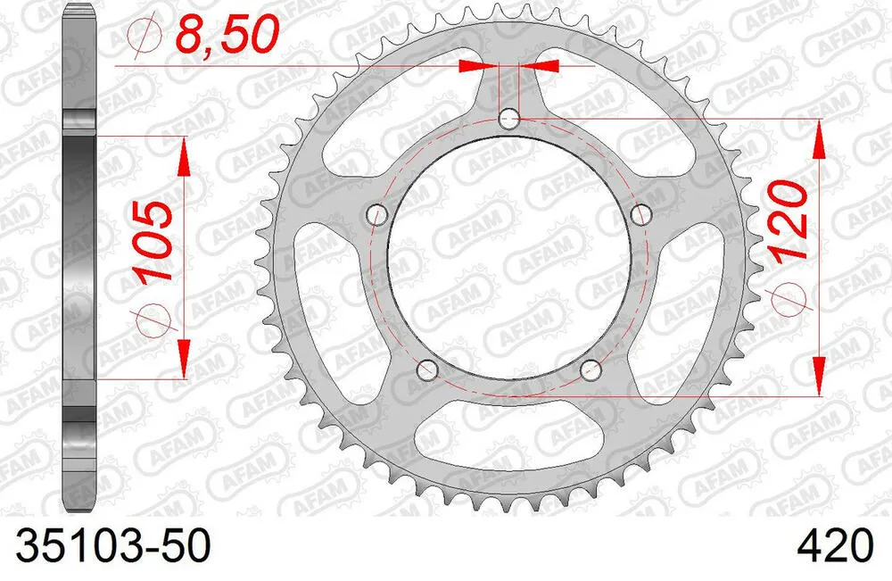 AFAM Kettensatz Stahl 420 R1-G 12x50 - MBK 50 X Limit Supermoto 2002-02 - KIT108311