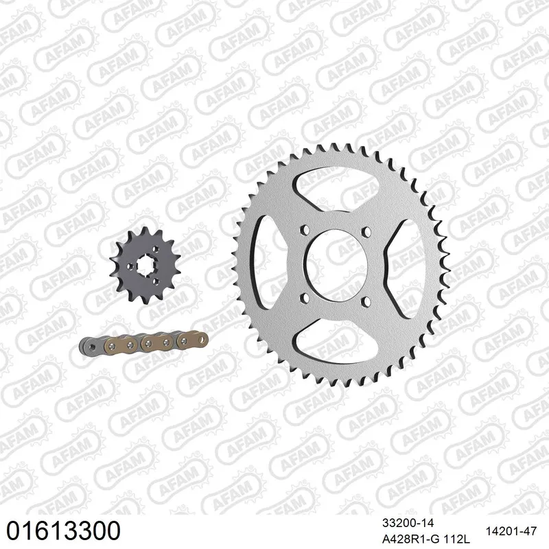 AFAM Kettensatz Stahl 428 R1-G 14x47 - Kawasaki KH 125 1977-82 - 01613300