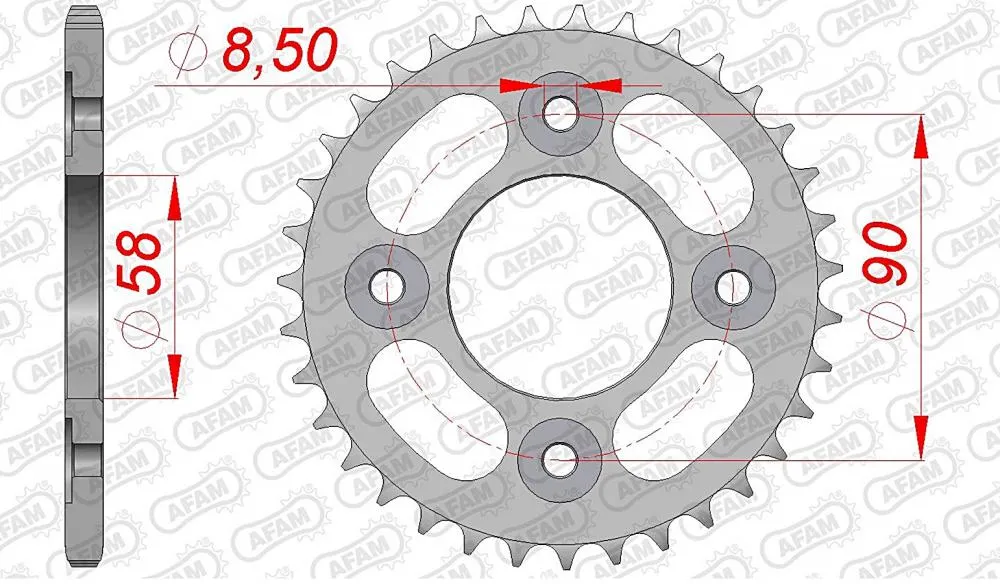 afam_kettenrad_hinten_10117 AFAM Kettensatz Stahl 420 MO 14x35 - Honda ANF 125 Innova 2003-11