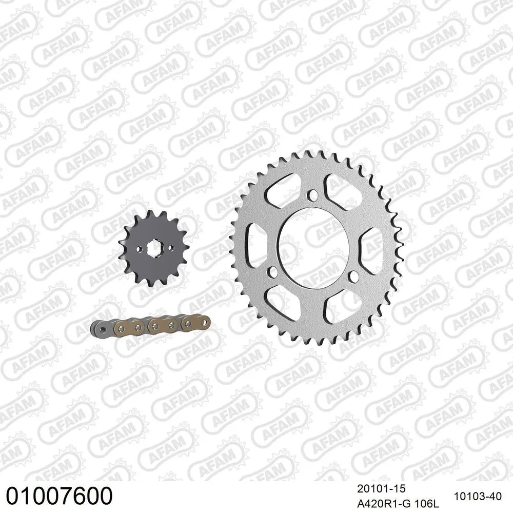 AFAM Kettensatz Stahl 420 R1-G 15x40 - Honda MT 80 1980 - 01007600