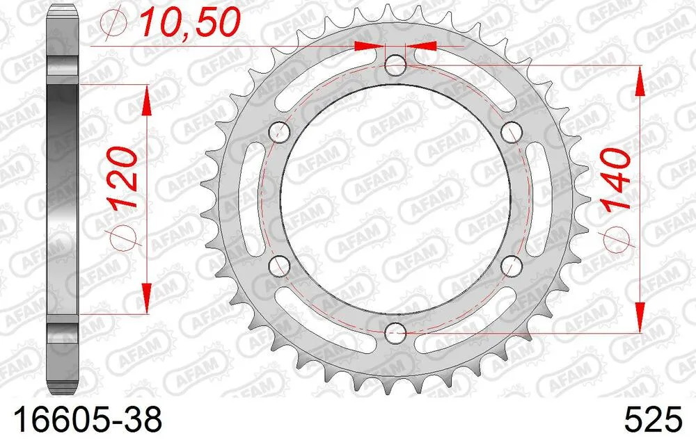 16605-38 AFAM Kettensatz Stahl 525 XMR3 16x38 - Kawasaki ZR 750 1999-04 - KIT104321