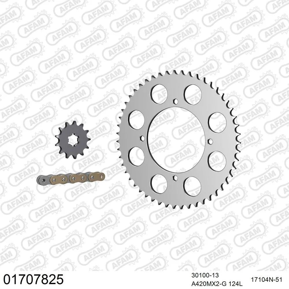 01707825 AFAM Kettensatz Aluminium 420 MX2-G 13x51 - Kawasaki KX 85 2001-24 - 01707825